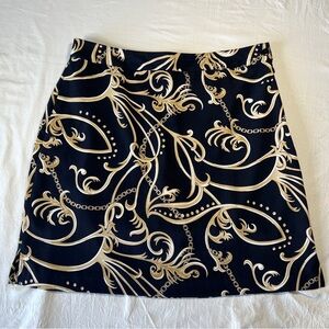 EP Pro Golf Skort Black & Gold Chain Design Women Size 10 Side Hidden Zip